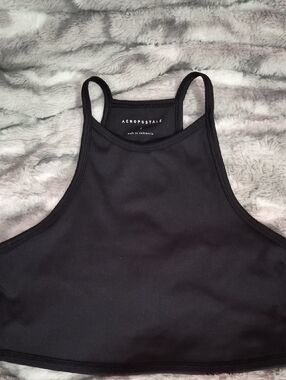NWOT Aeropostale Black High Neck Crop Tank Size Small